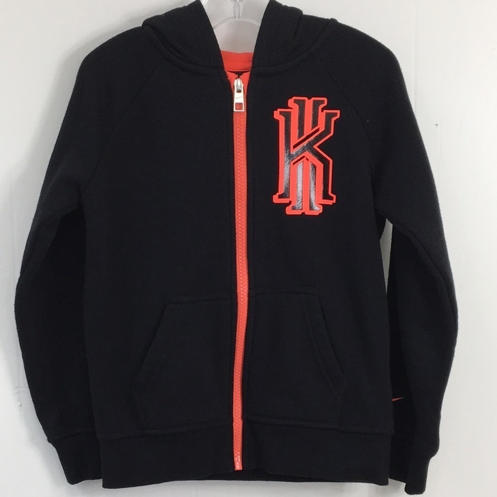Nike Kyrie Irving Neon Orange and Black Zipper Front Hoodie Size 4 EXCELLENT